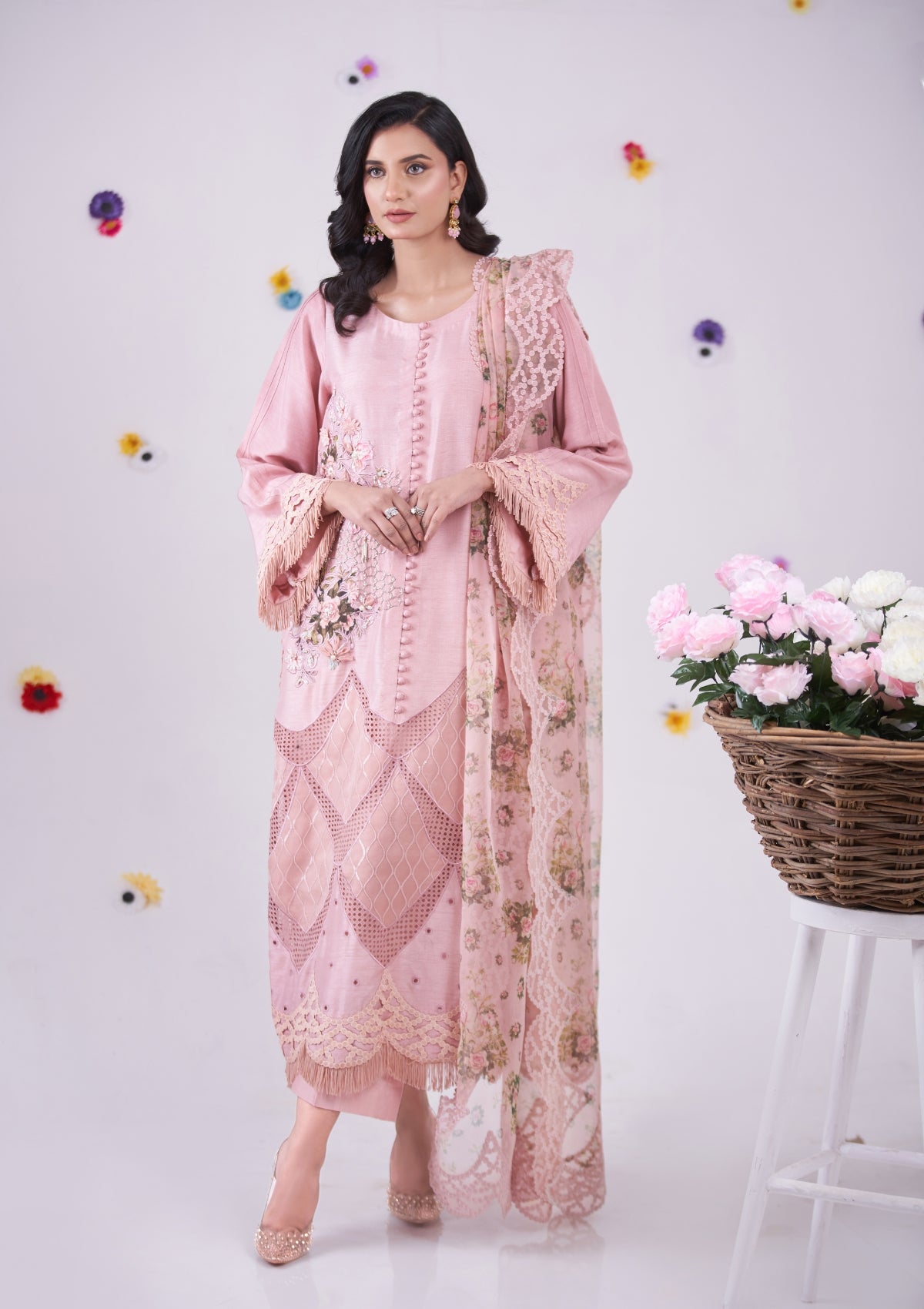 Embroidered formal with cutwork 3 pc