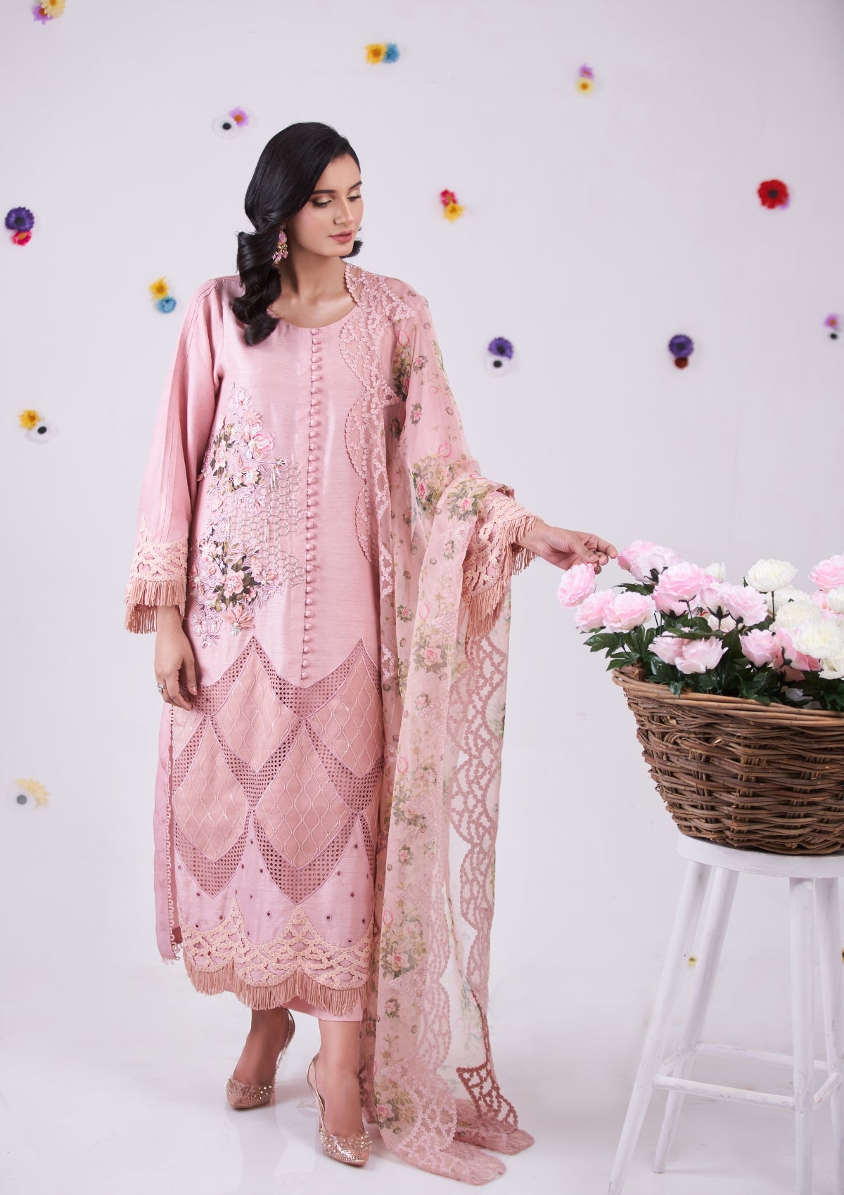 Embroidered formal with cutwork 3 pc