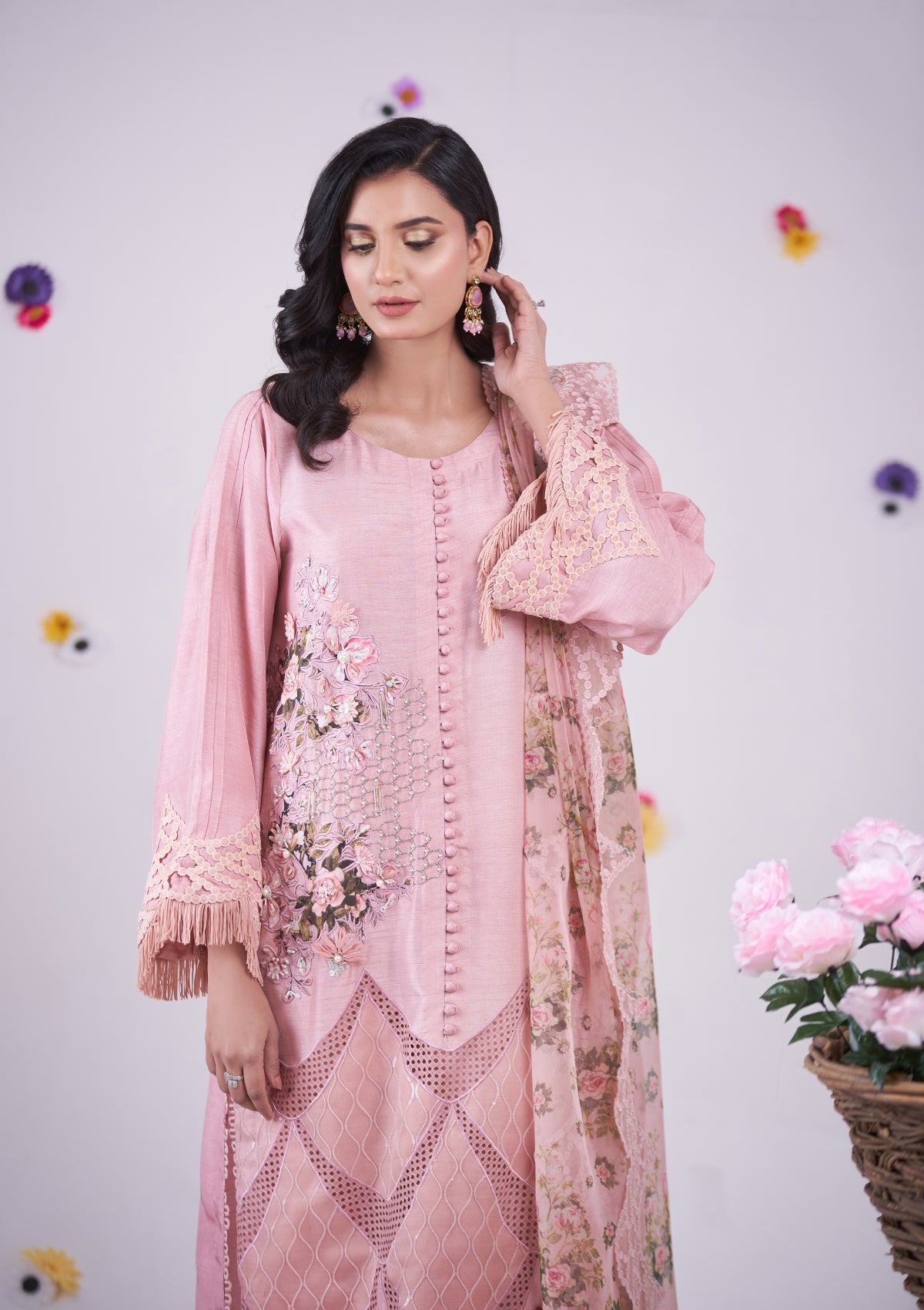 Embroidered formal with cutwork 3 pc