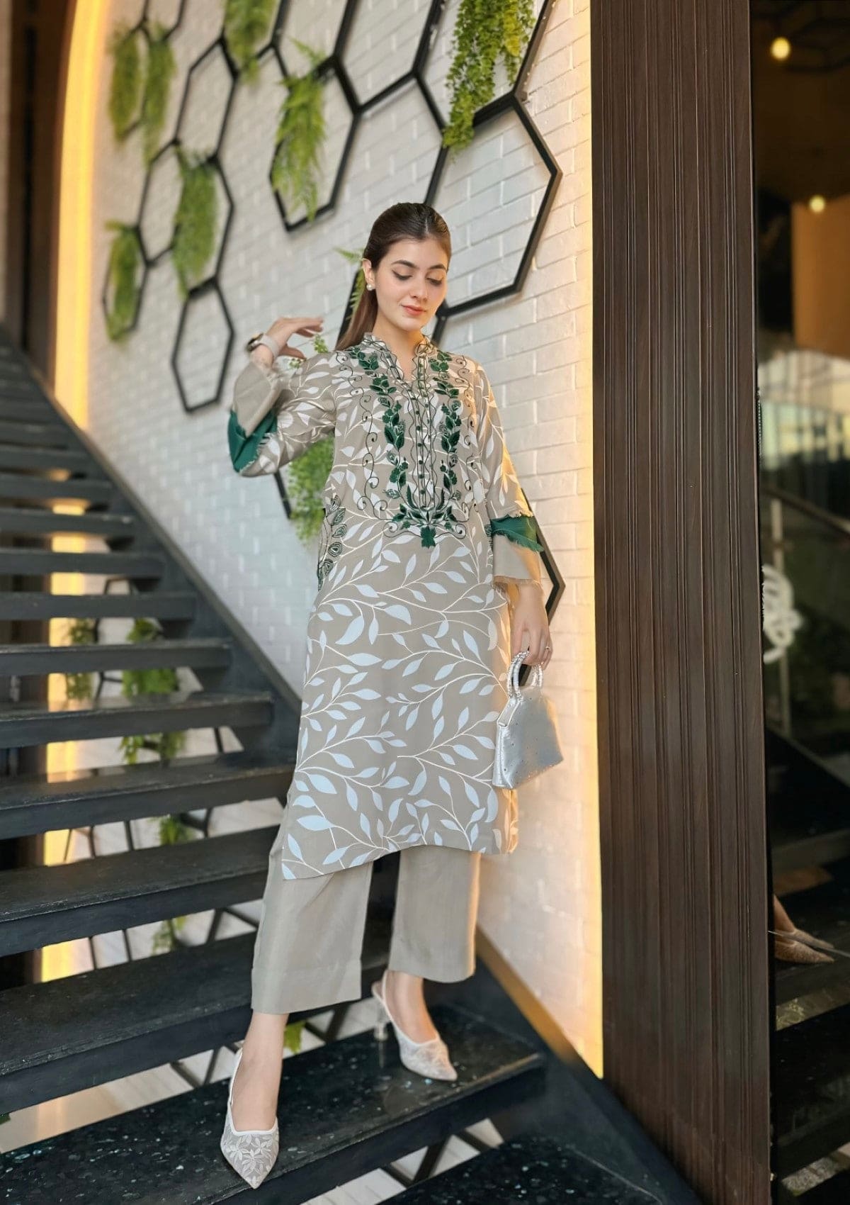 Chloe is a Two piece marina co-ord with appliqué and embroidery. Ruffled sleeves