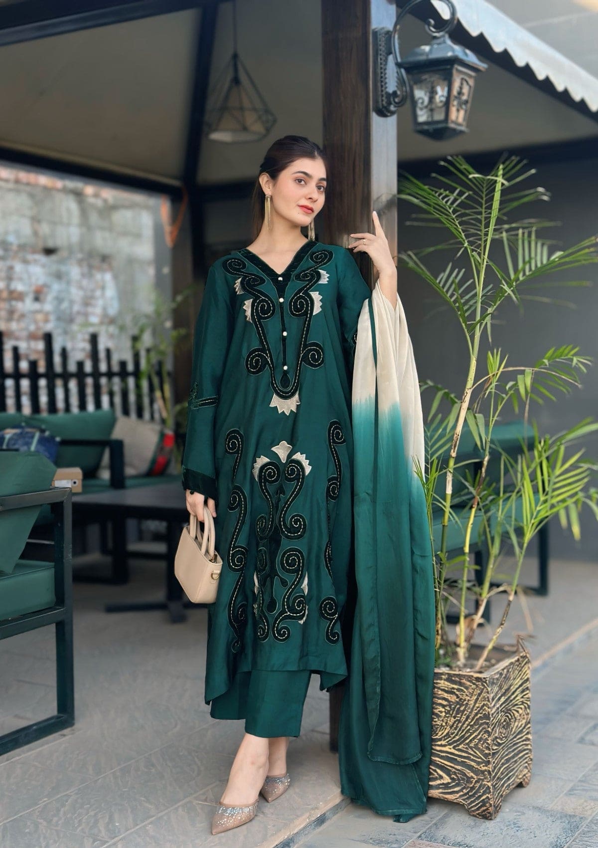 Anastasia: Tussel silk and velvet shirt 3 Piece