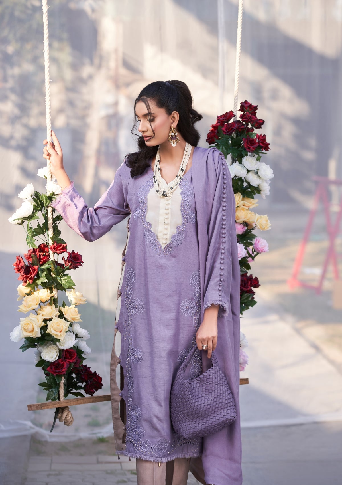 Two shade formal with cutwork 3 pc
