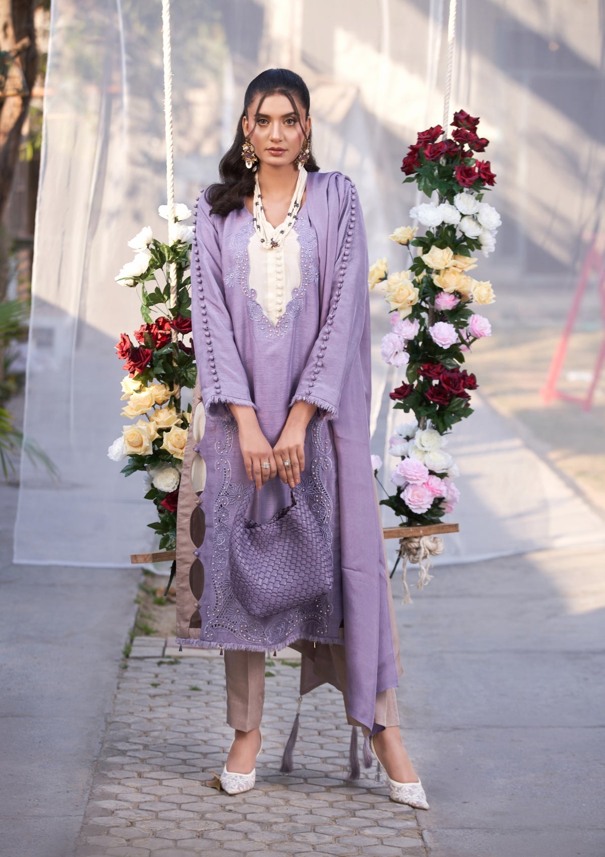 Two shade formal with cutwork 3 pc
