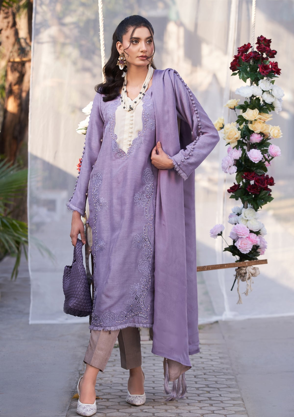 Two shade formal with cutwork 3 pc
