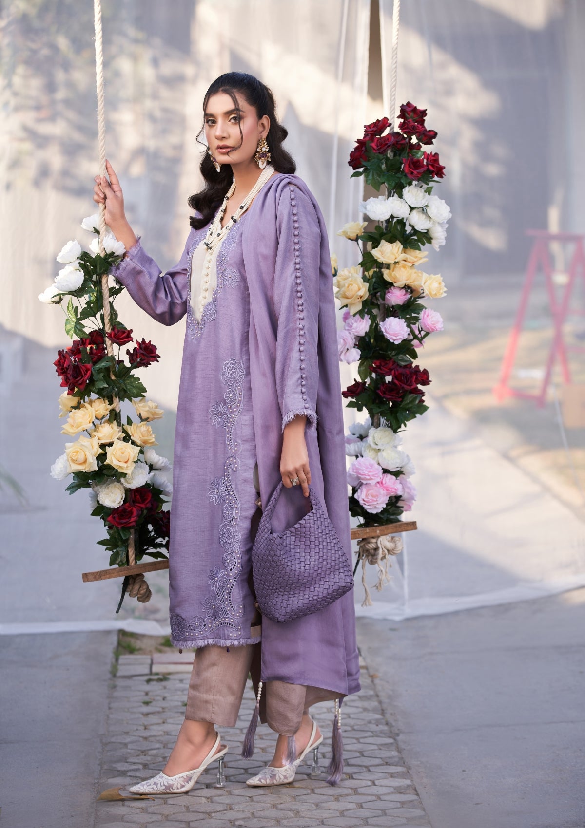Two shade formal with cutwork 3 pc