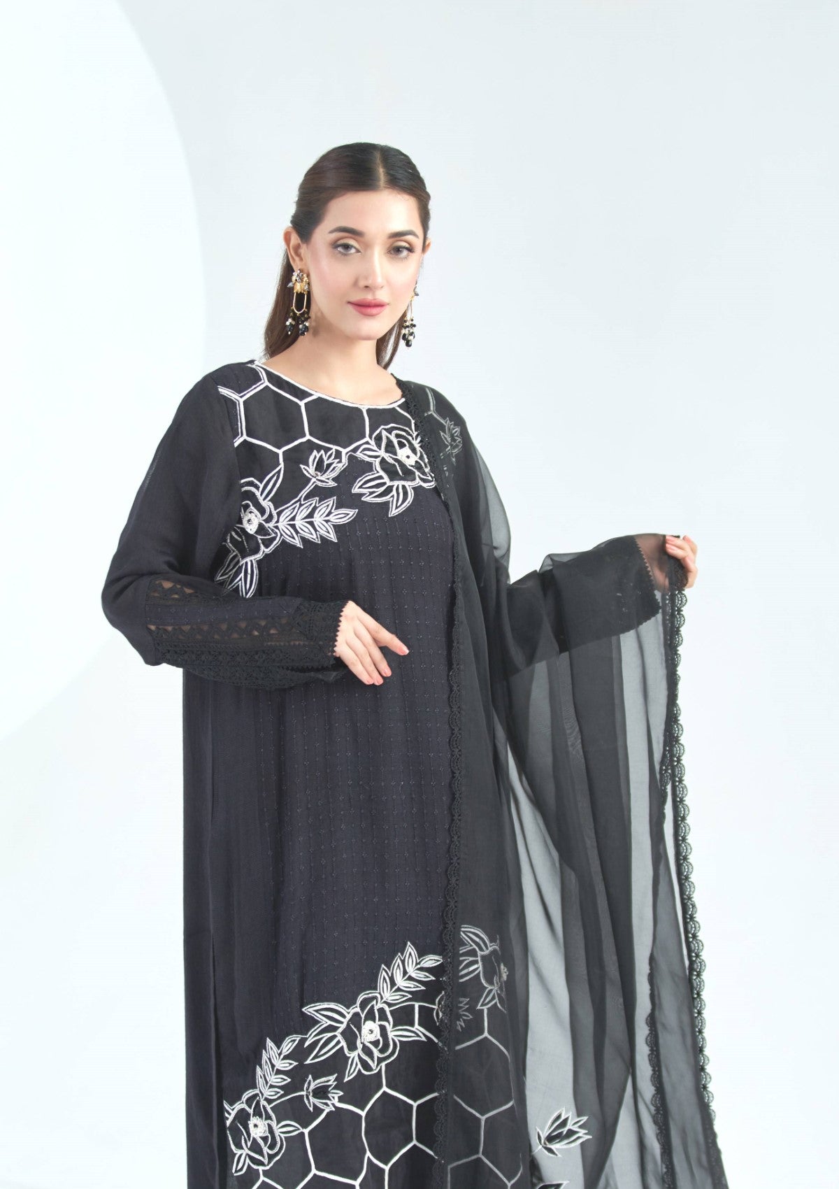 Embroidered formal with embellishment 3 pc