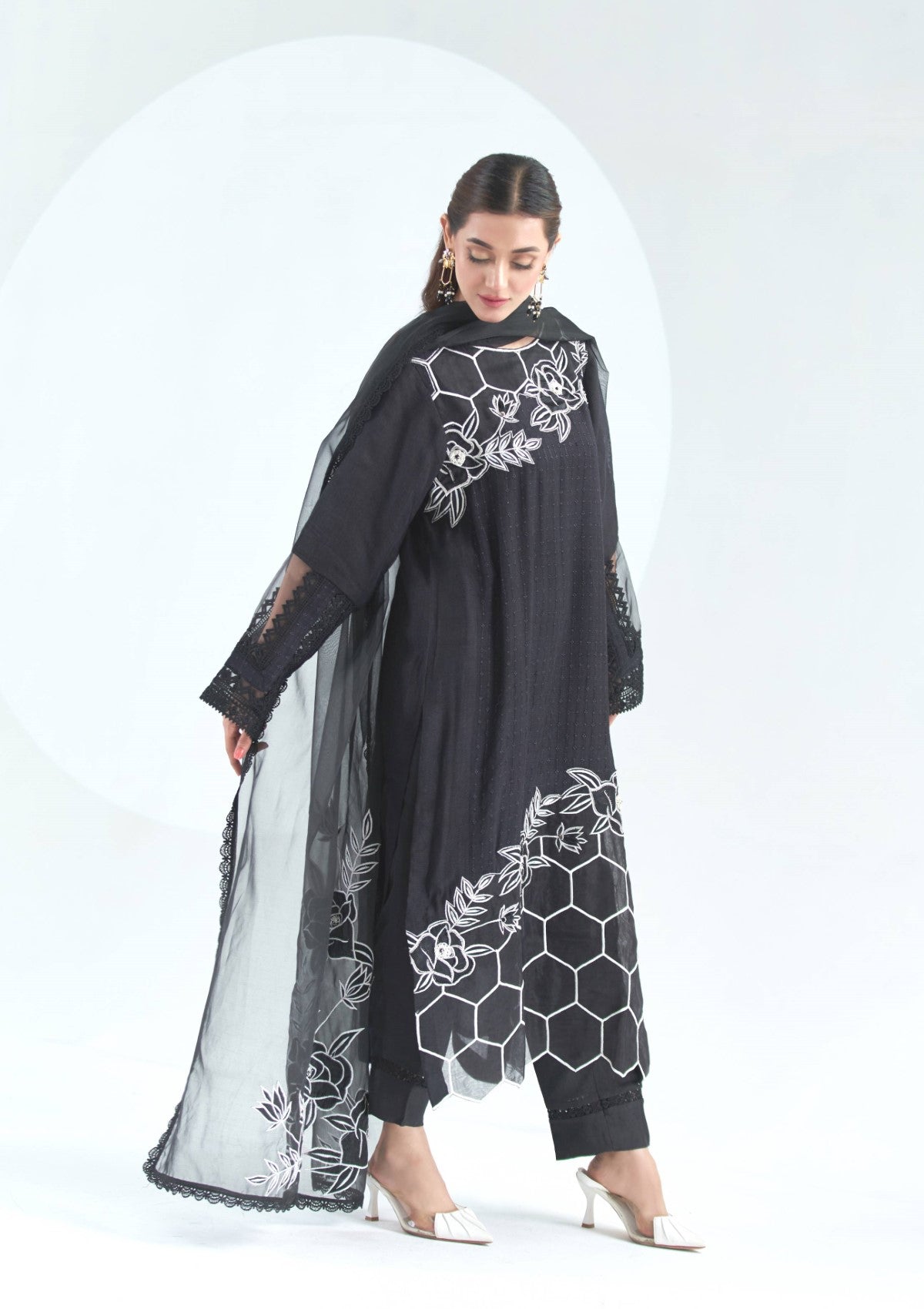 Embroidered formal with embellishment 3 pc