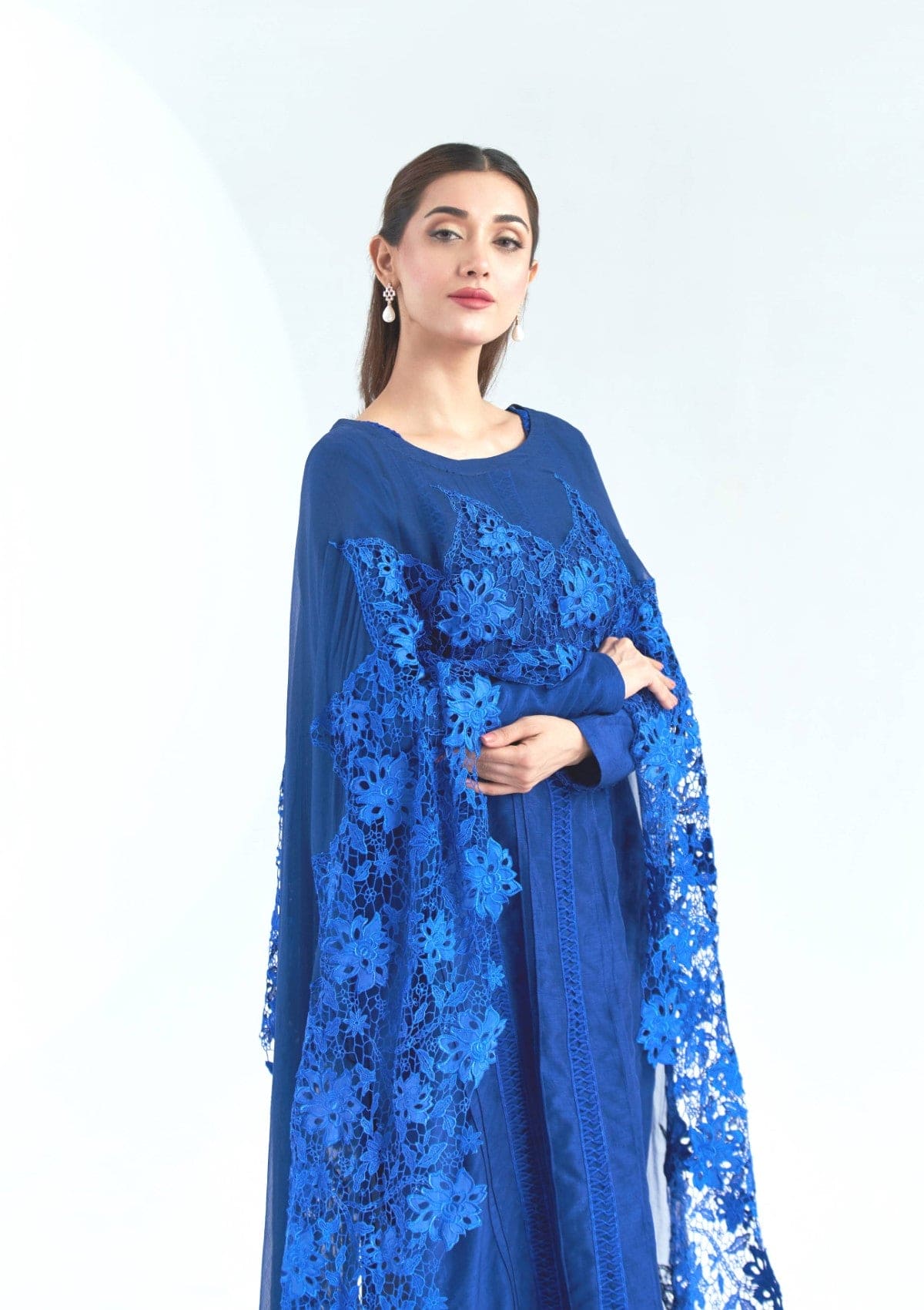 raw silk co-ord with drape 3 pc