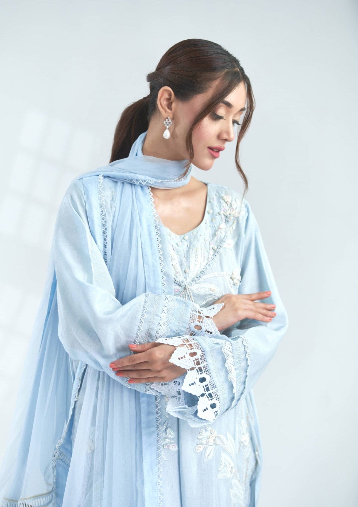 Embroidered raw silk formal 3 pc