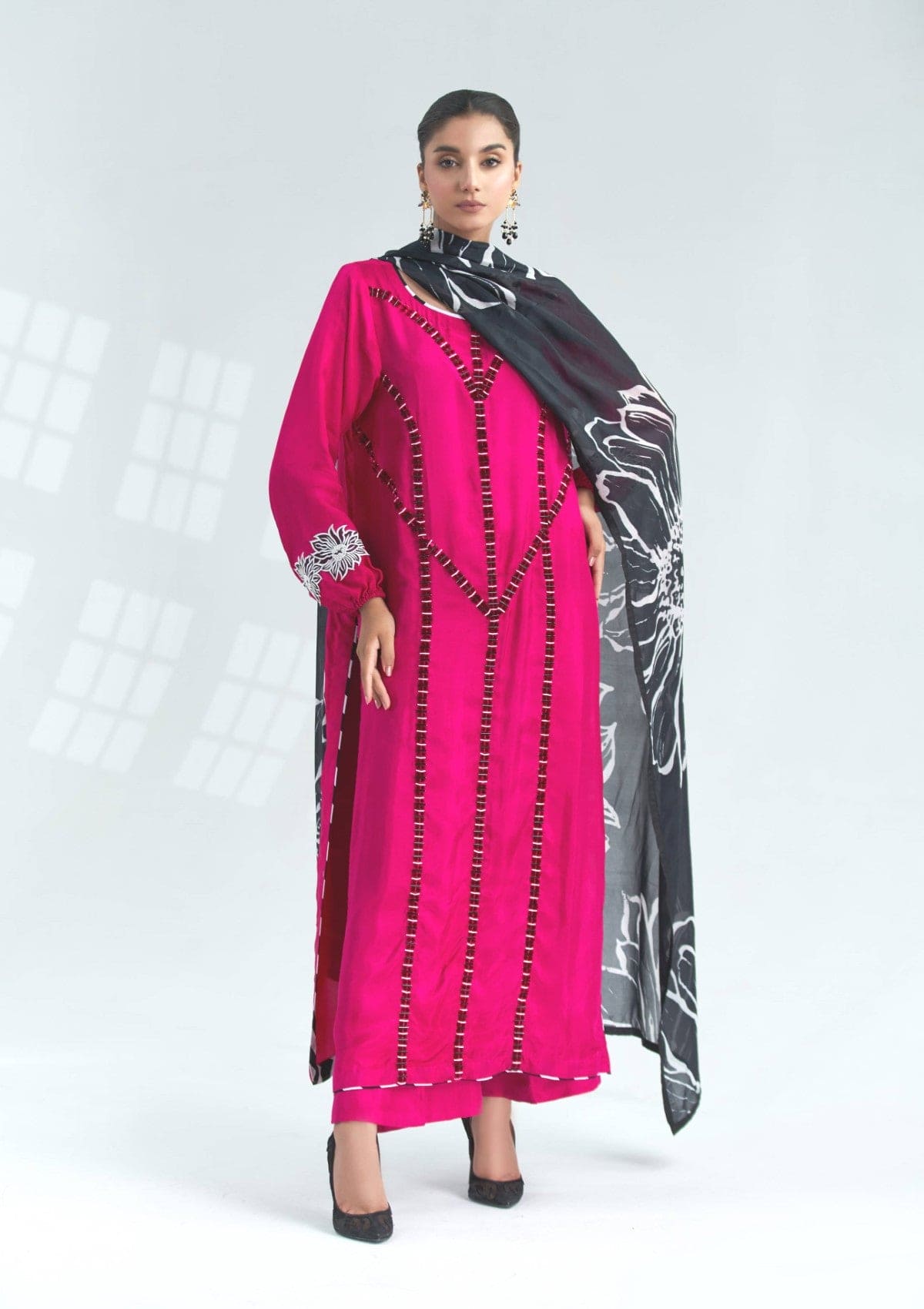 3 pc embroidered silk formal