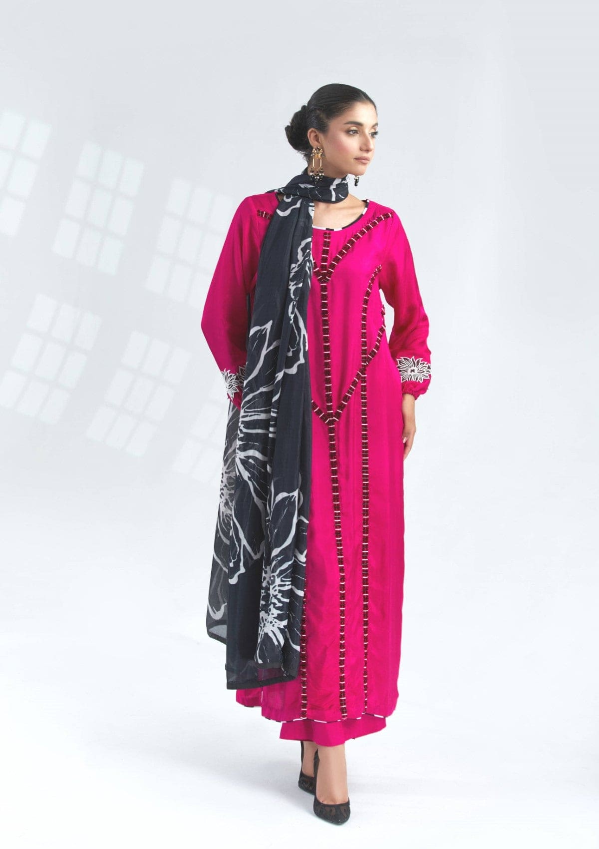 3 pc embroidered silk formal