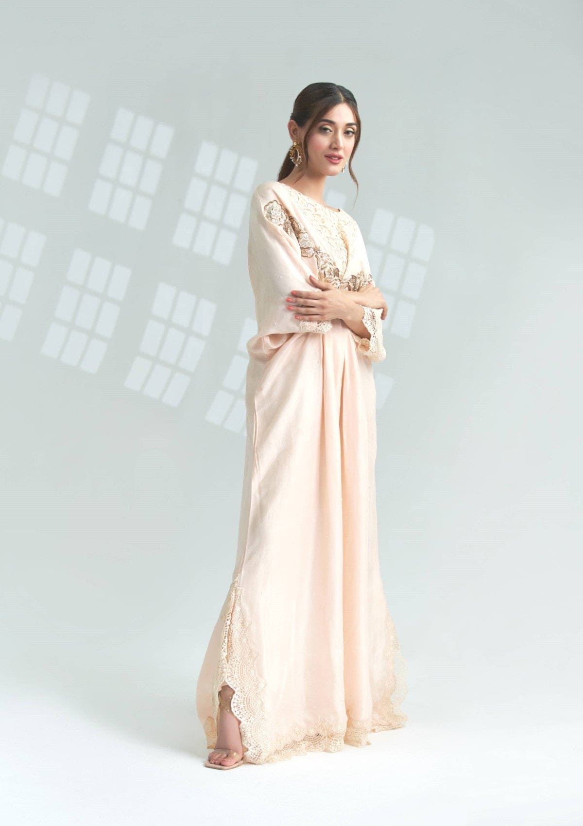 Peach Kaftan with embellishment 2 pc