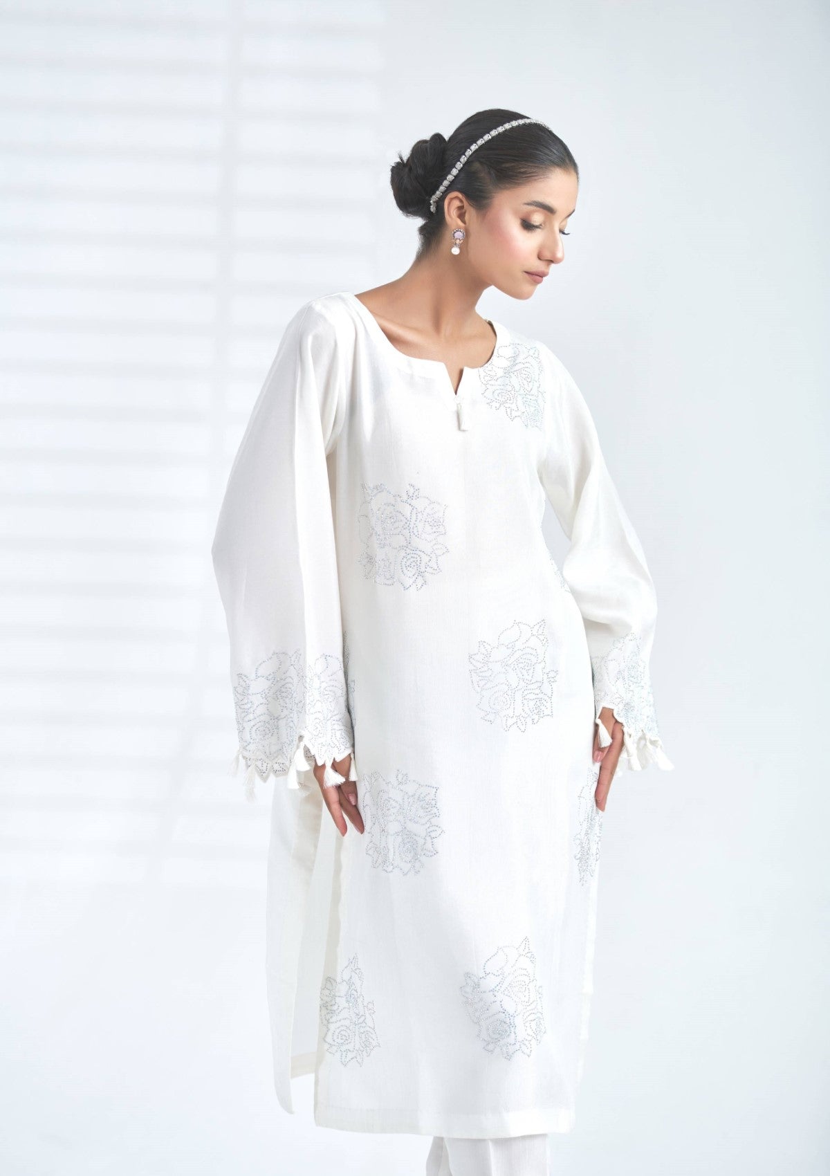 rawsilk swarowski co-ord (white) 2 pc