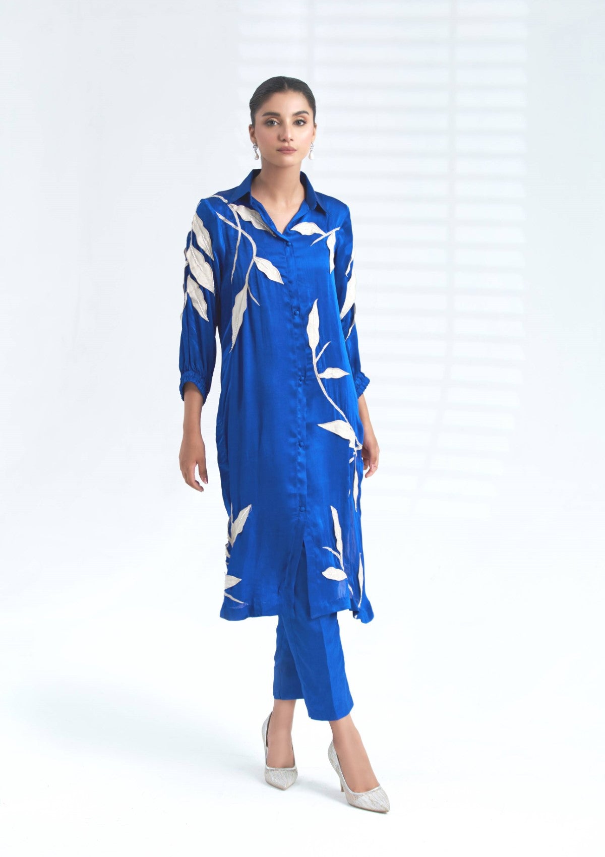 Embroidered silk co-ord 2 pc