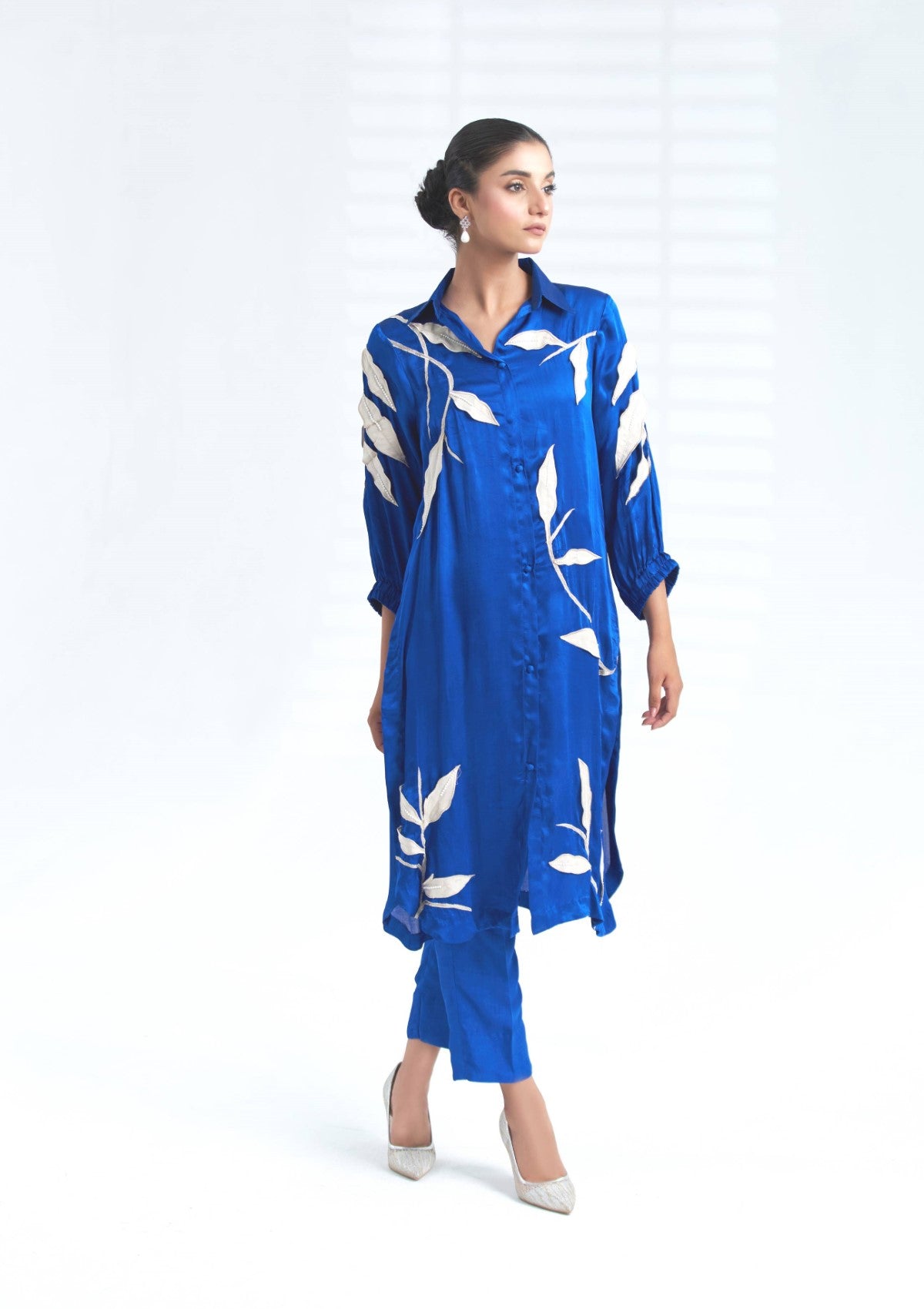 Embroidered silk co-ord 2 pc