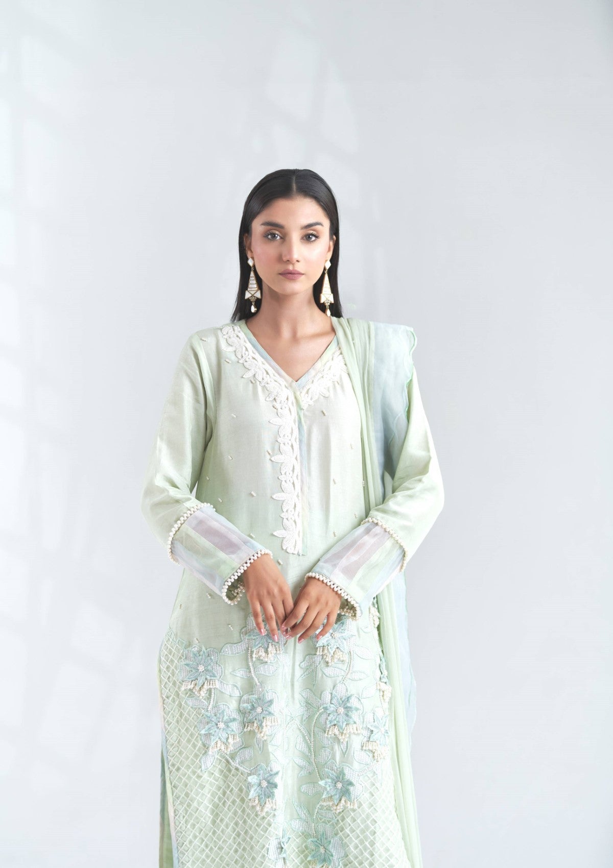 embroidered raw silk formal 3 pc