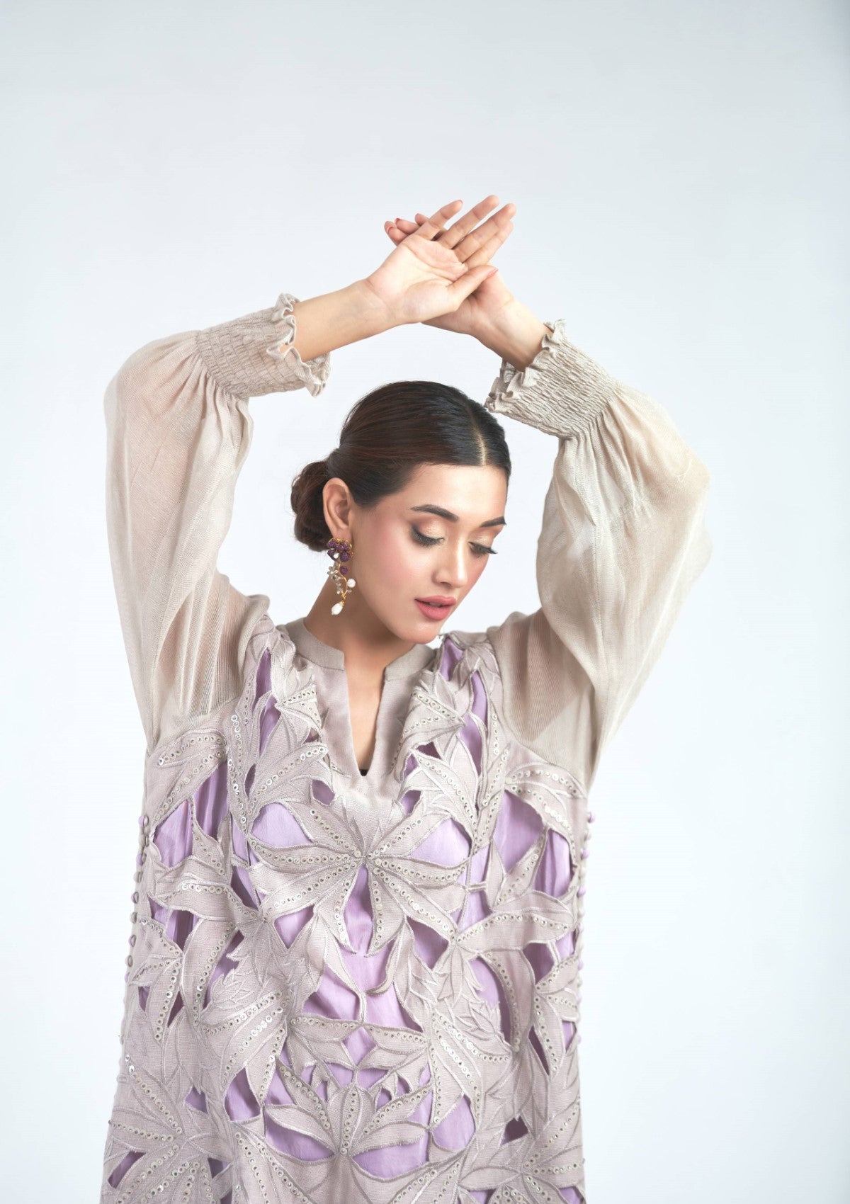 3 pc Cotton net cutwork formal