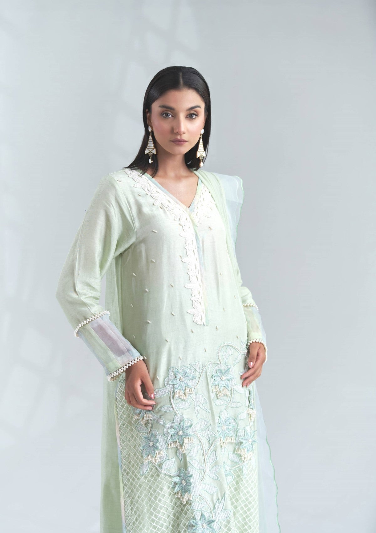 embroidered raw silk formal 3 pc