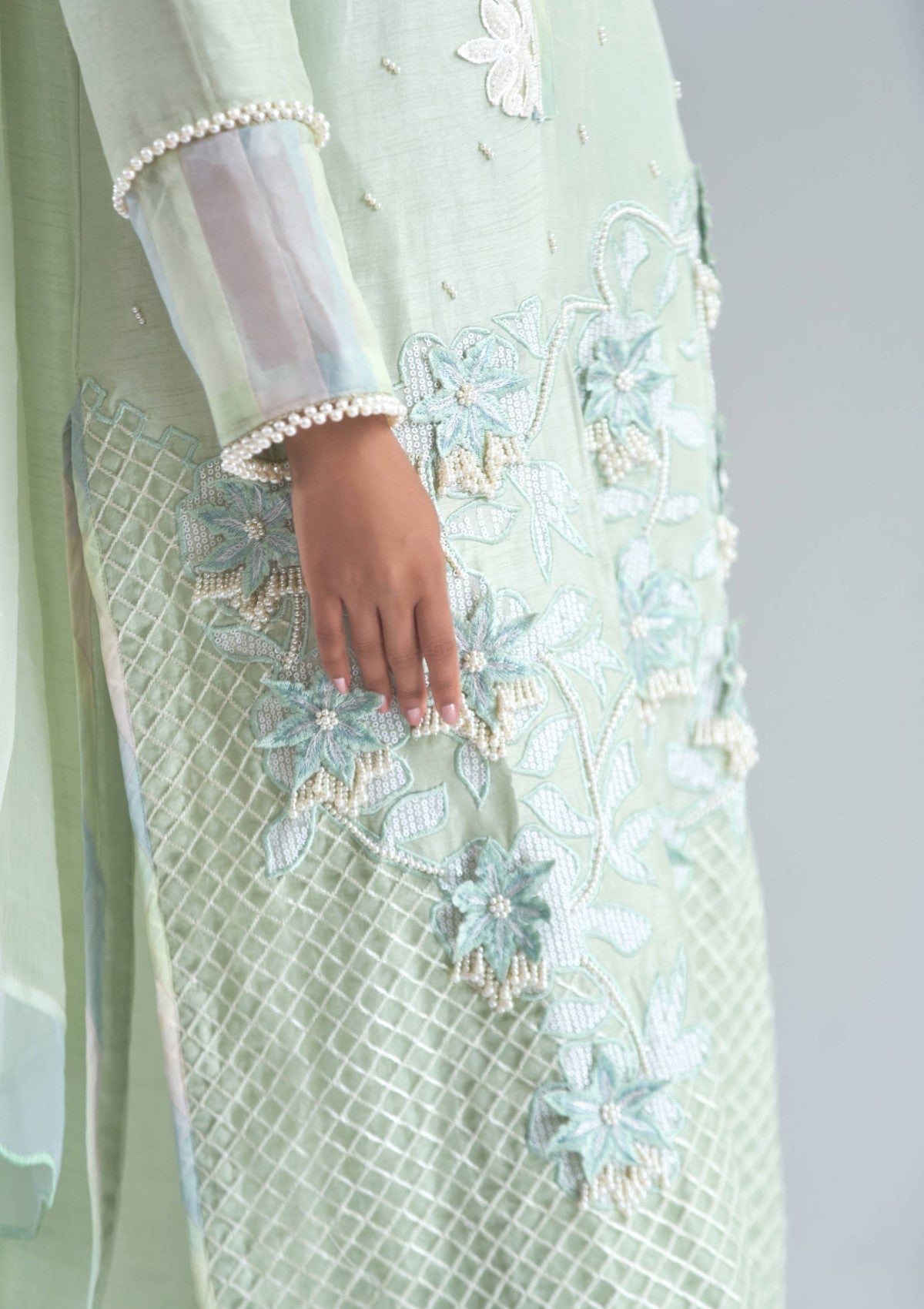 embroidered raw silk formal 3 pc