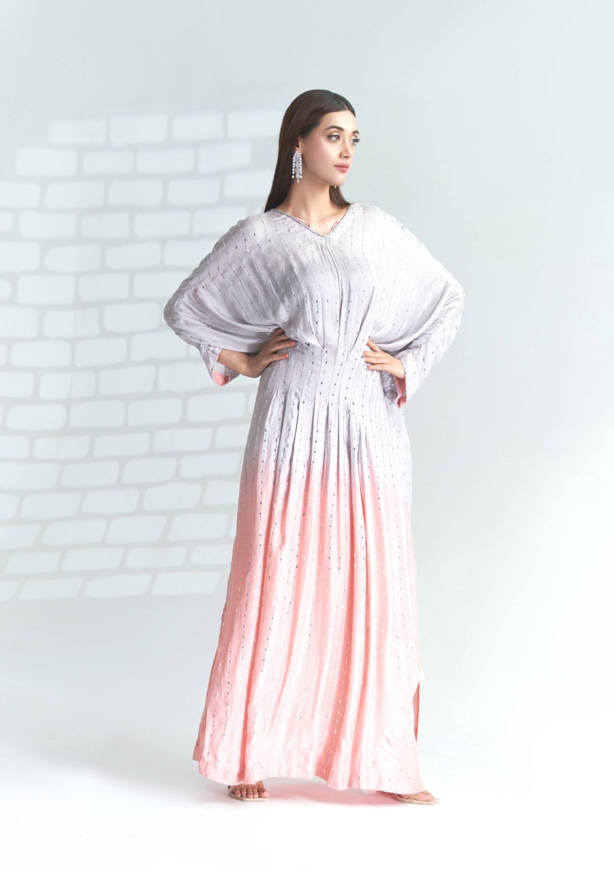 ombre toned Swarovski kaftan 2 pc