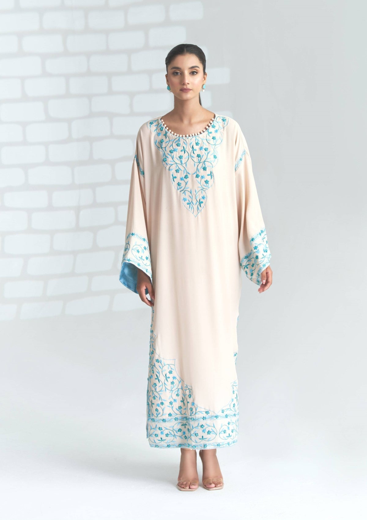 georgette kaftan with embroidery 2 pc