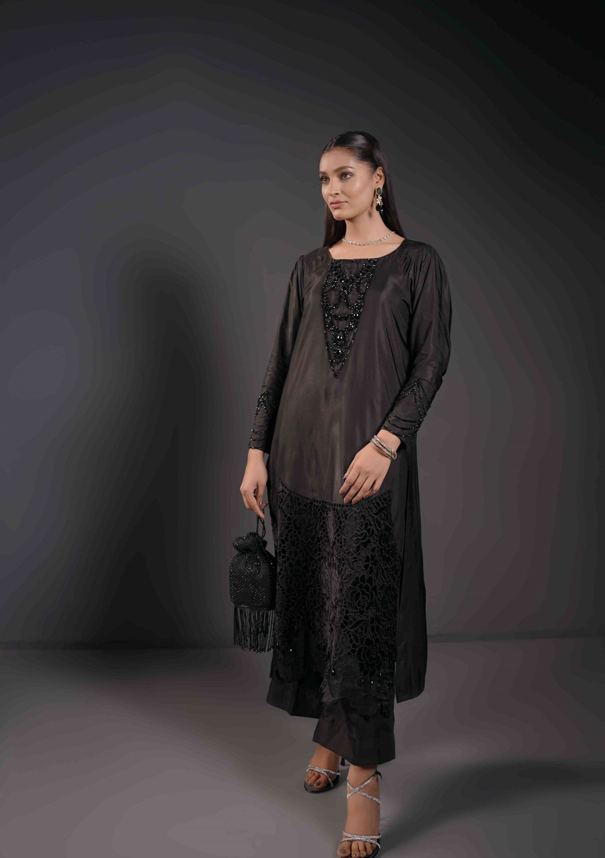 silk formal with cutwork 3 pc