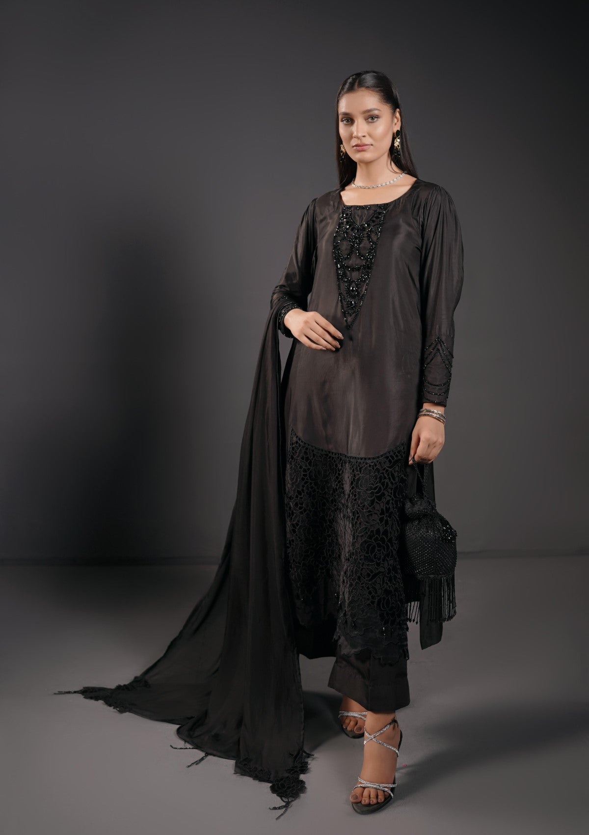 silk formal with cutwork 3 pc