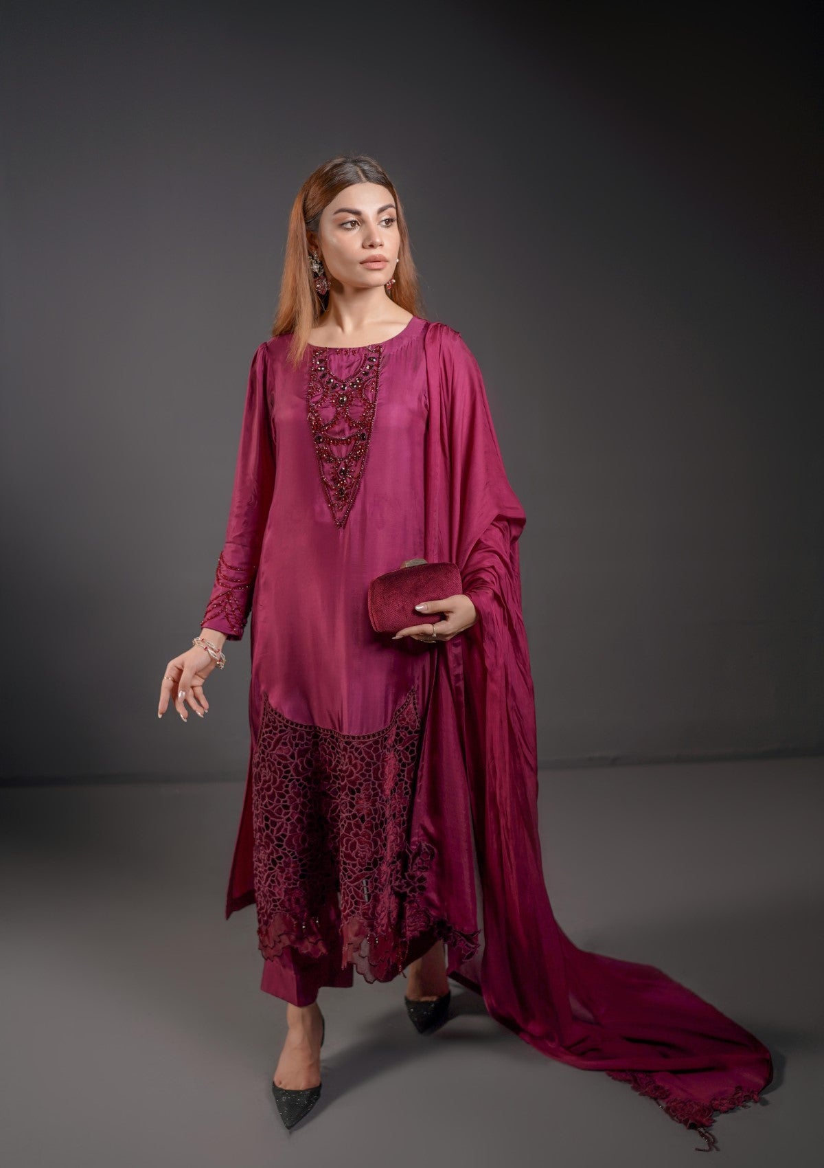 silk formal with cutwork 3 pc