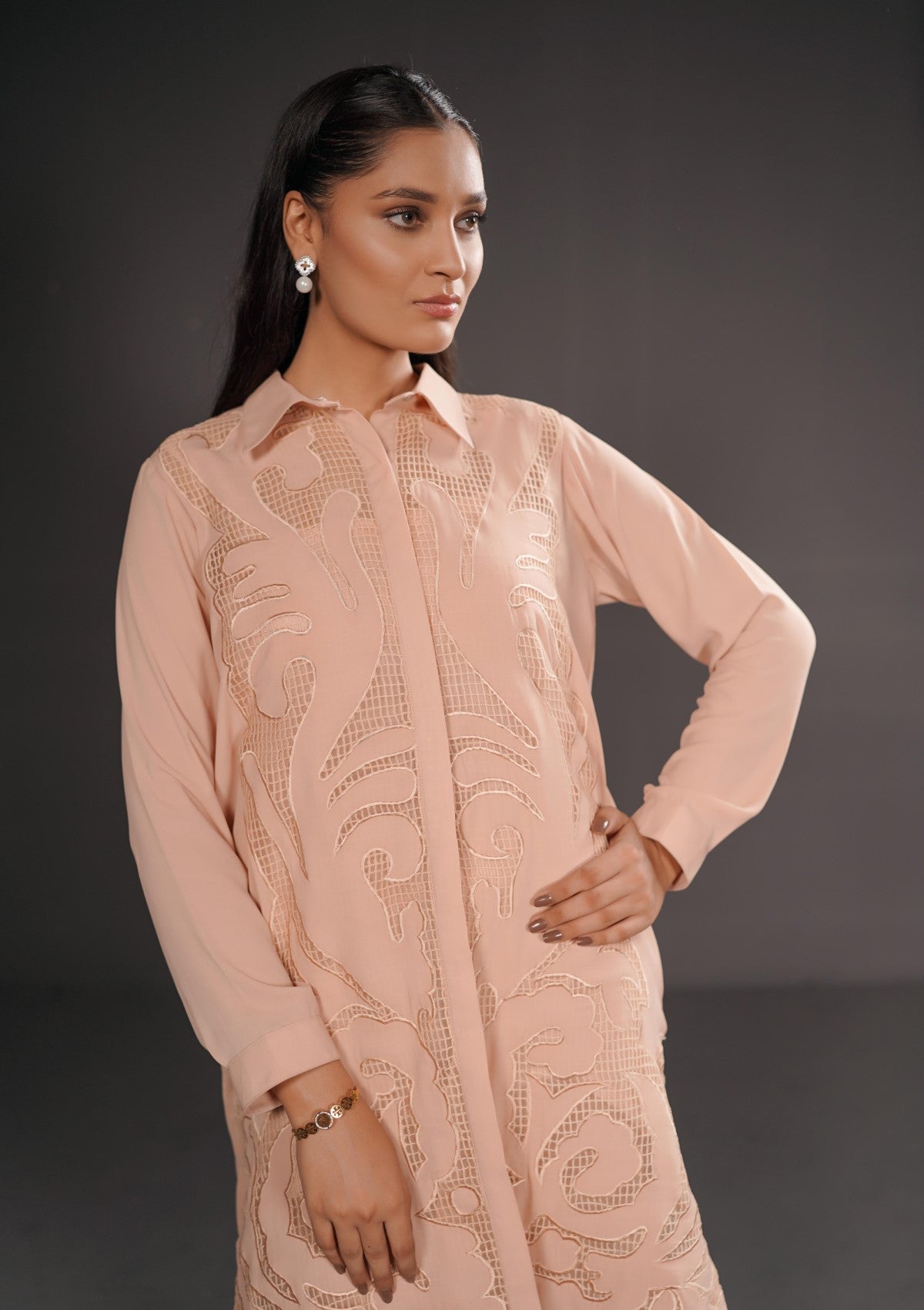 2 pc Georgette co-ord with appliqué