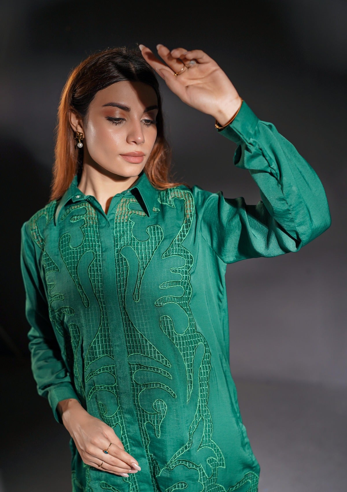 2 pc Georgette co-ord with appliqué