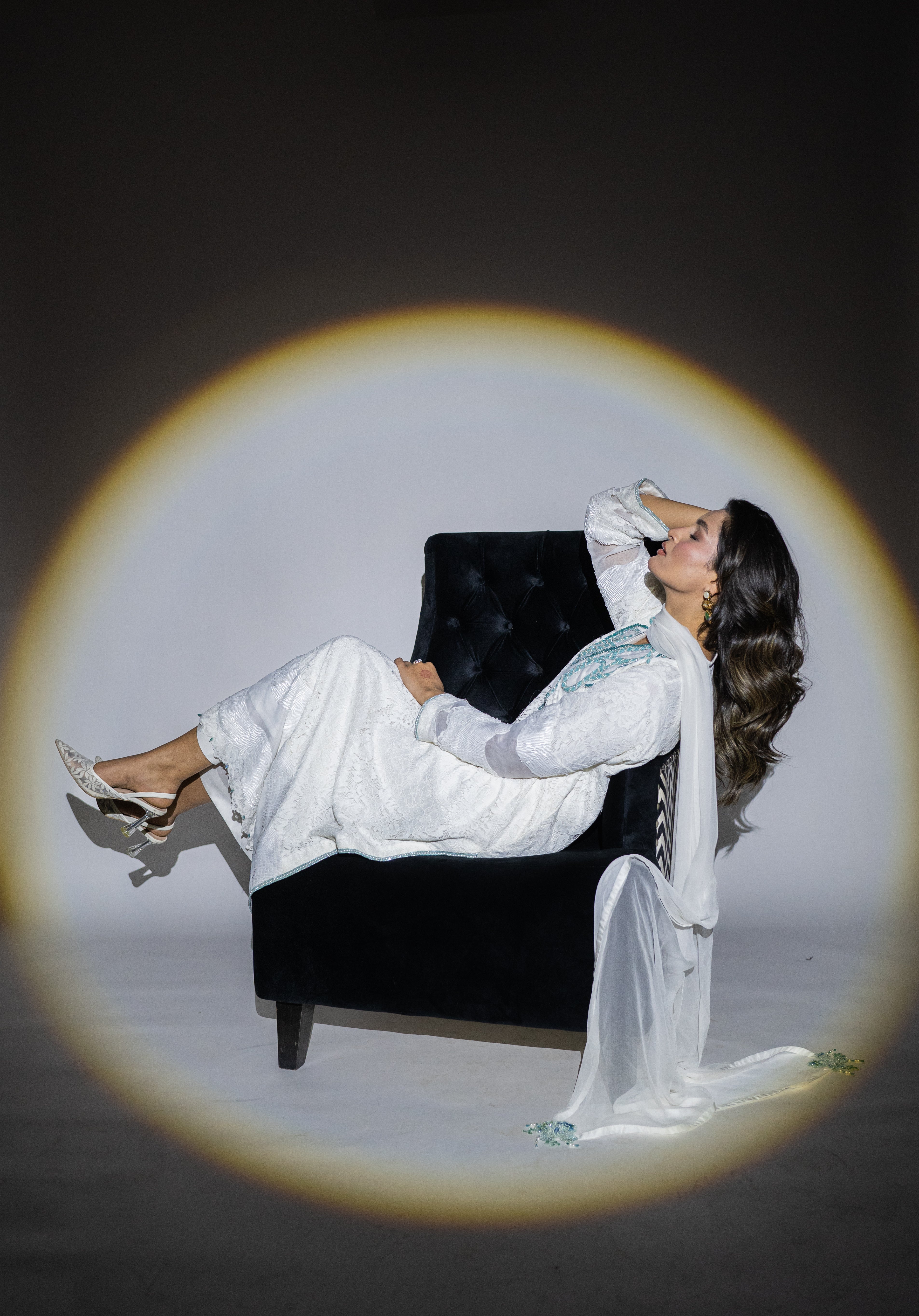 Pristine White Chantelle 3PC Dress with Firoza & Crystal Embellishments