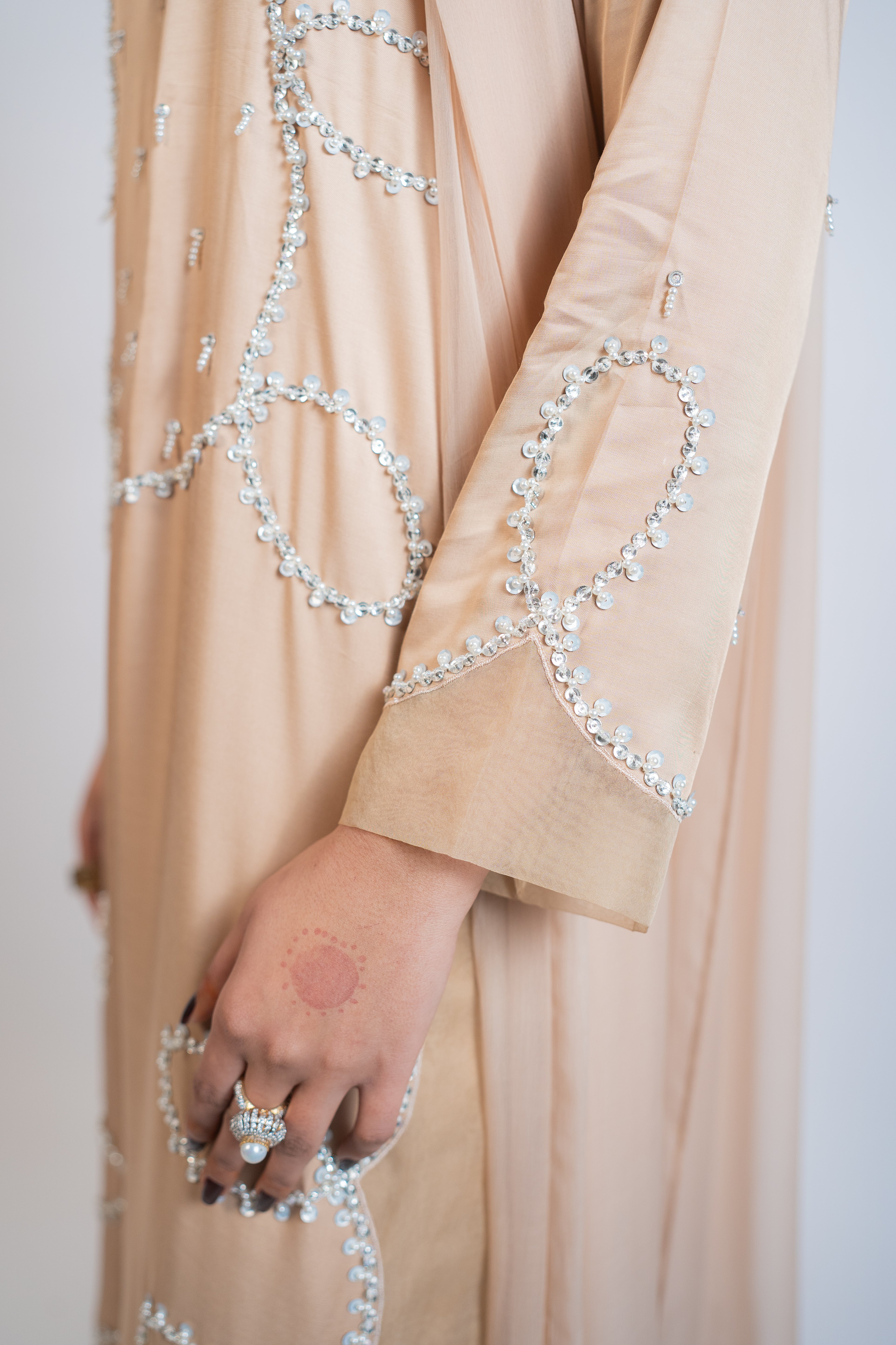 Honey Brown Pure Tussel Silk 3PC Set with Pearl & Sequin Embellishments – Festive Designer Outfit